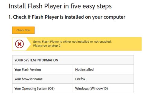 Проверка наличия flash player на веб-сайте, использующем технологии Adobe Flash