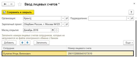 Ввод новых лицевых счетов