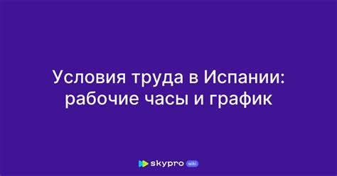 Рабочие условия и график работы