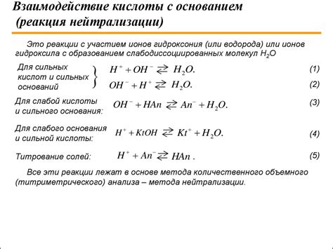 Реакция нейтрализации серной кислоты